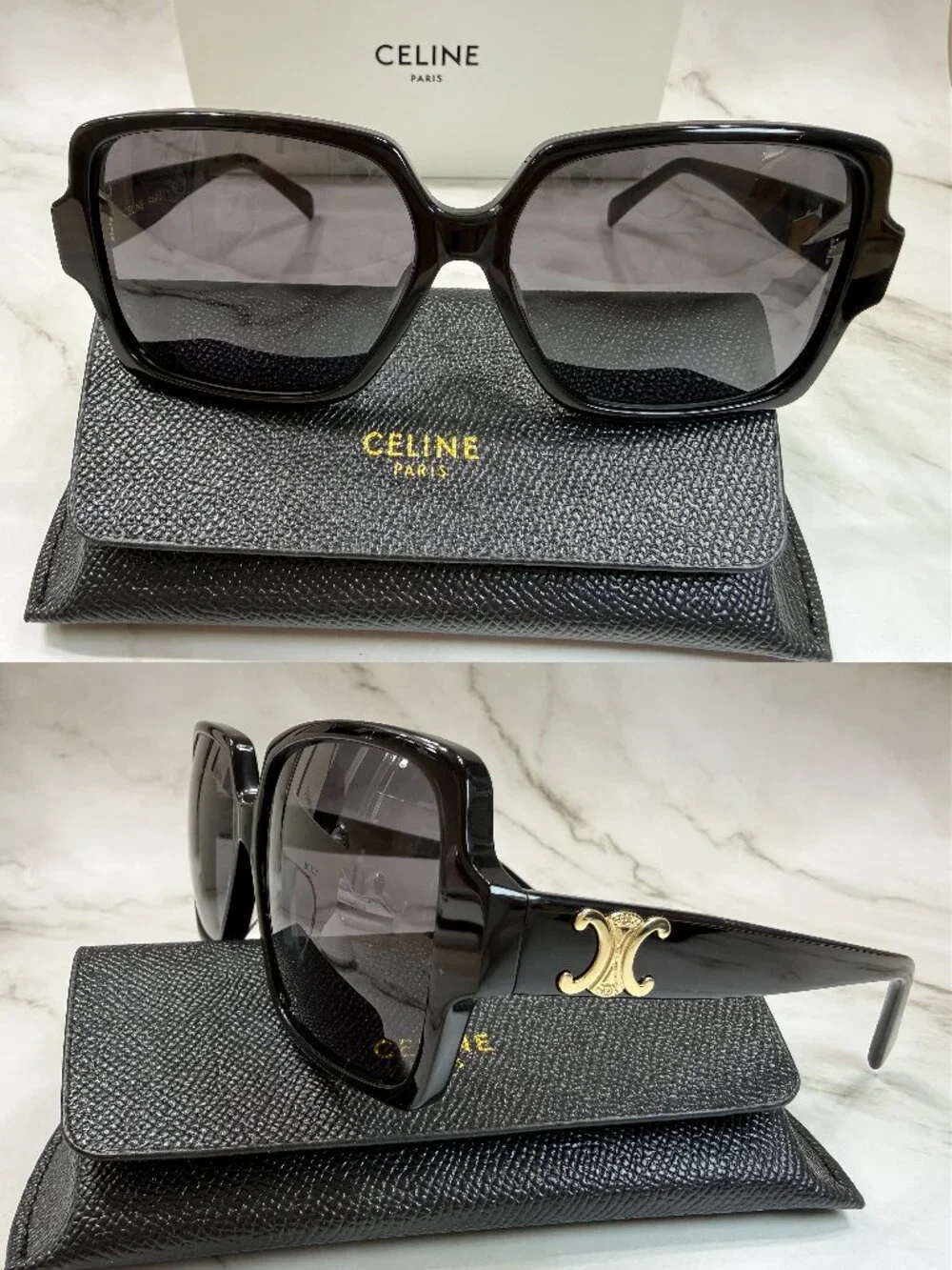 Celine Triomphe Square Sunglasses CL40316U Sunglasses Black
